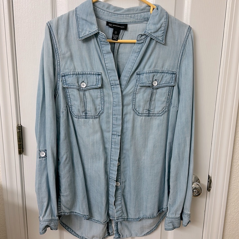 Blue super soft button down shirt (size 12)